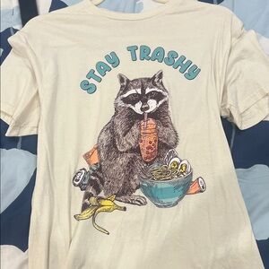 Stay Trashy Raccoon Graphic Tee - Cream